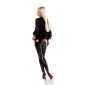 Noble womens high-necked chiffon blouse with lace black