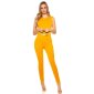 Eleganter ärmelloser Overall Jumpsuit goldene Schnalle Senf