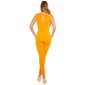 Elegant sleeveless overall jumpsuit with gold-coloured buckle mustard  UK 14/16 (L)
