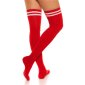Blickdichte Damen Overknee Strümpfe mit Streifen Rot