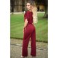 Womens batwing jumpsuit with wide leg incl. belt wine-red UK 14 (L)