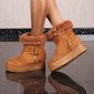 Lined womens winter shoes ankle boots with faux fur velour camel