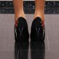 Elegante Damen Velours Pumps mit Blumenstickerei Schwarz