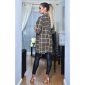 Eleganter Damen Longblazer Jacke mit Karomuster Grau