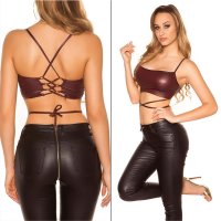 Sexy womens strappy crop top wet look with lacing...