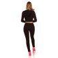 Damen Workout Hoodie + Hose Jogginganzug mit Streifen Schwarz/Pink Einheitsgröße (34,36,38)