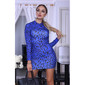 Sexy Damen Bodycon Party-Minikleid Animal-Print Leopard Blau