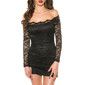 Sexy womens off-the-shoulder lace shirt Latina style black