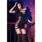 Sexy Stretch Clubkleid Minikleid mit Rissen Gogo Schwarz