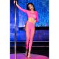 Sexy 2-tlg Damen Gogo-Set mit Rissen Shirt + Leggings Pink