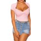 Sexy womens short-sleeved shirt in bolero look pink