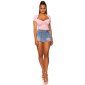 Sexy womens short-sleeved shirt in bolero look pink
