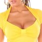 Sexy womens short-sleeved shirt in bolero look yellow