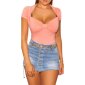 Sexy womens short-sleeved shirt in bolero look coral