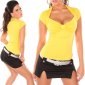 Sexy Damen Kurzarm Shirt in Bolero-Look Gelb Einheitsgröße (34,36,38)