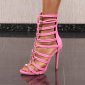 Sexy womens velour sandals with straps high heels fuchsia