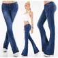 Womens flare-cut stretch jeans used look dark blue