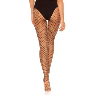 Sexy grobmaschige Damen Nylon Netz-Strumpfhose Schwarz