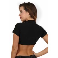 Short-sleeved womens cropped gogo shirt with tie front black
