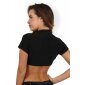 Bauchfreies Damen Kurzarm Gogo Shirt zum Binden vorne Schwarz