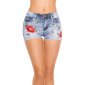Sexy womens jeans shorts hot pants with flowers blue UK 8 (XS)
