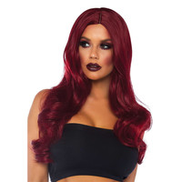 Womens long wavy wig curly onesize wine-red