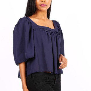 Semi-transparent womens chiffon shirt navy