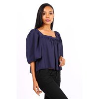 Semi-transparent womens chiffon shirt navy