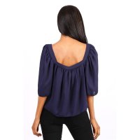 Semi-transparent womens chiffon shirt navy