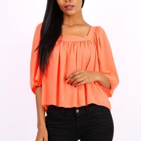 Semi-transparent womens chiffon shirt neon-orange