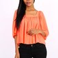Halbtransparentes Damen Chiffon Shirt Halbarm Neon Orange
