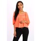 Halbtransparentes Damen Chiffon Shirt Halbarm Neon Orange