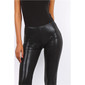 Halbtransparente 7/8 Leggings Wetlook mit Kroko-Optik Schwarz