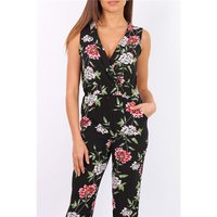 Sleeveless womens jumpsuit summer with flowers multicolour