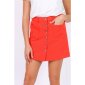 Skinny womens jeans skirt with button front coral