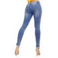 Damen Skinny Röhrenjeans mit Netzstreifen Used-Look Hellblau