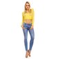 Damen Skinny Röhrenjeans mit Netzstreifen Used-Look Hellblau