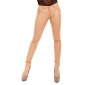 Glänzende Damenhose in Lederlook Zipper Wetlook Beige