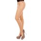 Glänzende Damenhose in Lederlook Zipper Wetlook Beige