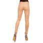 Glänzende Damenhose in Lederlook Zipper Wetlook Beige