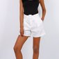 Casual womens summer high waist shorts incl. belt white