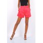 Casual womens summer high waist shorts incl. belt fuchsia