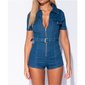 Sexy Damen Hotpants Overall Stretch Jeans Playsuit Blau