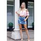 Damen Destroyed Jeans Minirock mit ausgefranstem Saum Blau