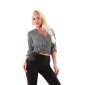 Womens striped chiffon blouse in wrap look black-white