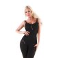 Womens rib-knit strappy top with lace and buttons black