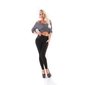 Skinny womens trousers treggings with elastic waistband black