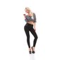 Skinny womens trousers treggings with elastic waistband black