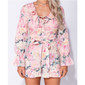 Short womens jumpsuit summer playsuit with flowers pink