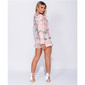 Short womens jumpsuit summer playsuit with flowers pink